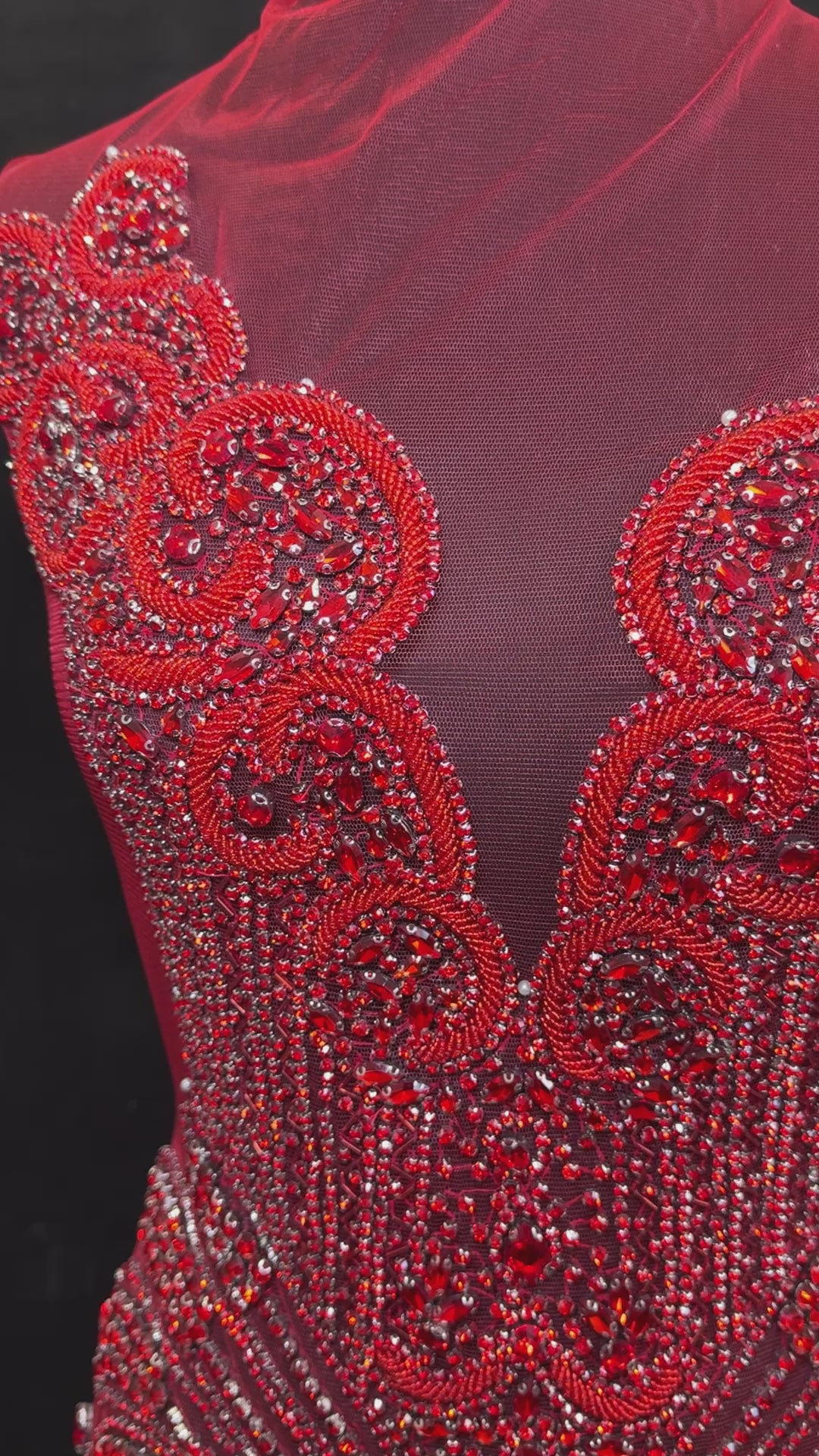 Audrey Red Rhinestone Bodice Applique, red rhinestone, dark red rhinestone, light red rhinestone,