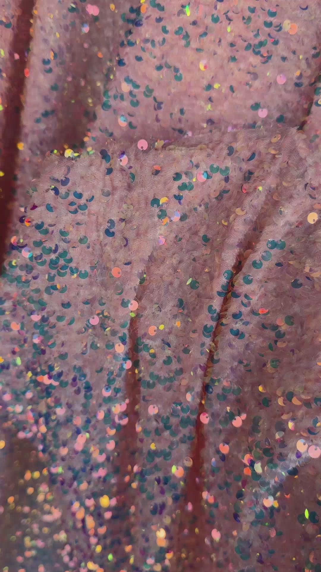 Iridescent Blush Sequin on Velvet