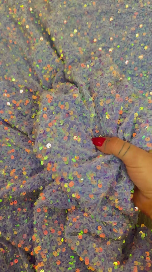 Iridescent Lavender Sequins Velvet, Velvet Material, Velvet Fabric, Velour Fabric Sale, Velvet Fabric Online, Stretch Velvet Spandex, Plush Velvet
