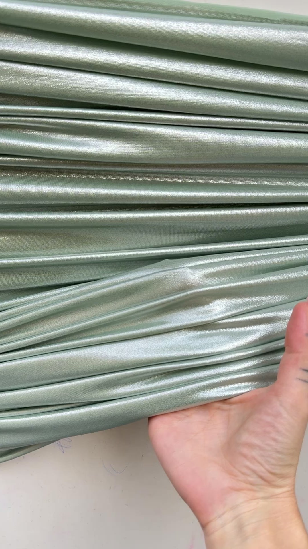 sage green stretch foiled spandex, dark green stretch foiled spandex, light green stretch foiled spandex, dark green stretch foiled spandex, premium stretch foiled spandex, stretch foiled spandex on sale, stretch foiled spandex on discount