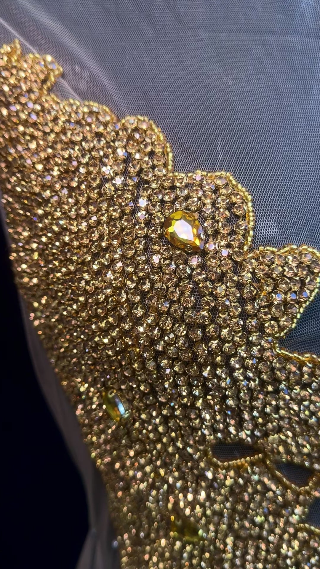 Maddy Gold Rhinestones Bodice Applique, gold rhinestone, light gold rhinestone, dark gold rhinestone, gold rhinestone bodice applique