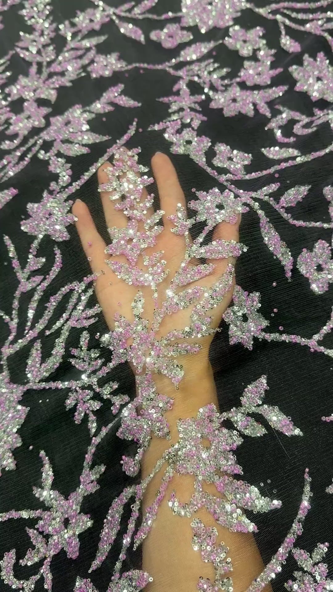 Lavender Silver Floral Beaded Lace, Lavender Lace Mesh, Beaded sequin lace, nude lace mesh,Glitter Lace, Seed beads lace,lace mesh on discount