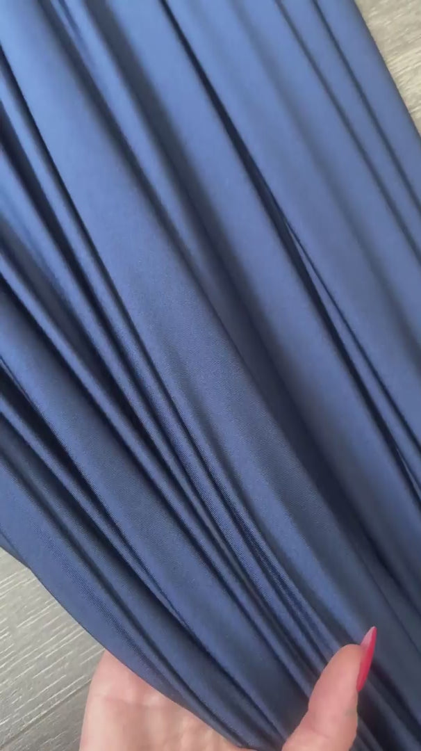 Navy Blue Lulu Yoga Nylon Spandex, Navy Blue Lulu Spandex, Nylon Spandex, Shiny Spandex, Stretch Fabric, 4 way stretch fabric, Fabric on Sale, Activewear Fabric, Polyester Fabric