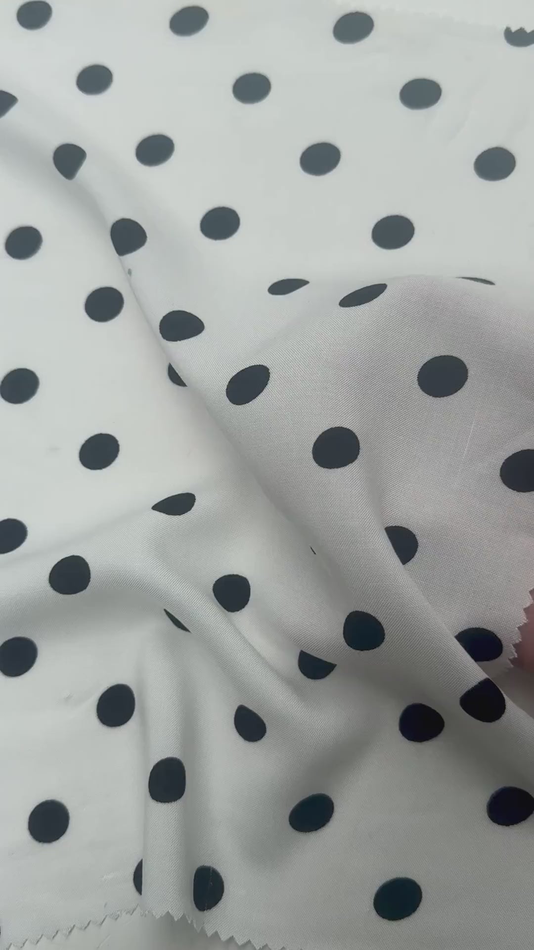 Black Polka dots on White Rayon Challis, Black Rayon Challis, Black and white Rayon Challis, eco-friendly fabric, pure Rayon Challis fabric, Rayon Challis, Rayon Challis fabric, kiki textiles, sewing