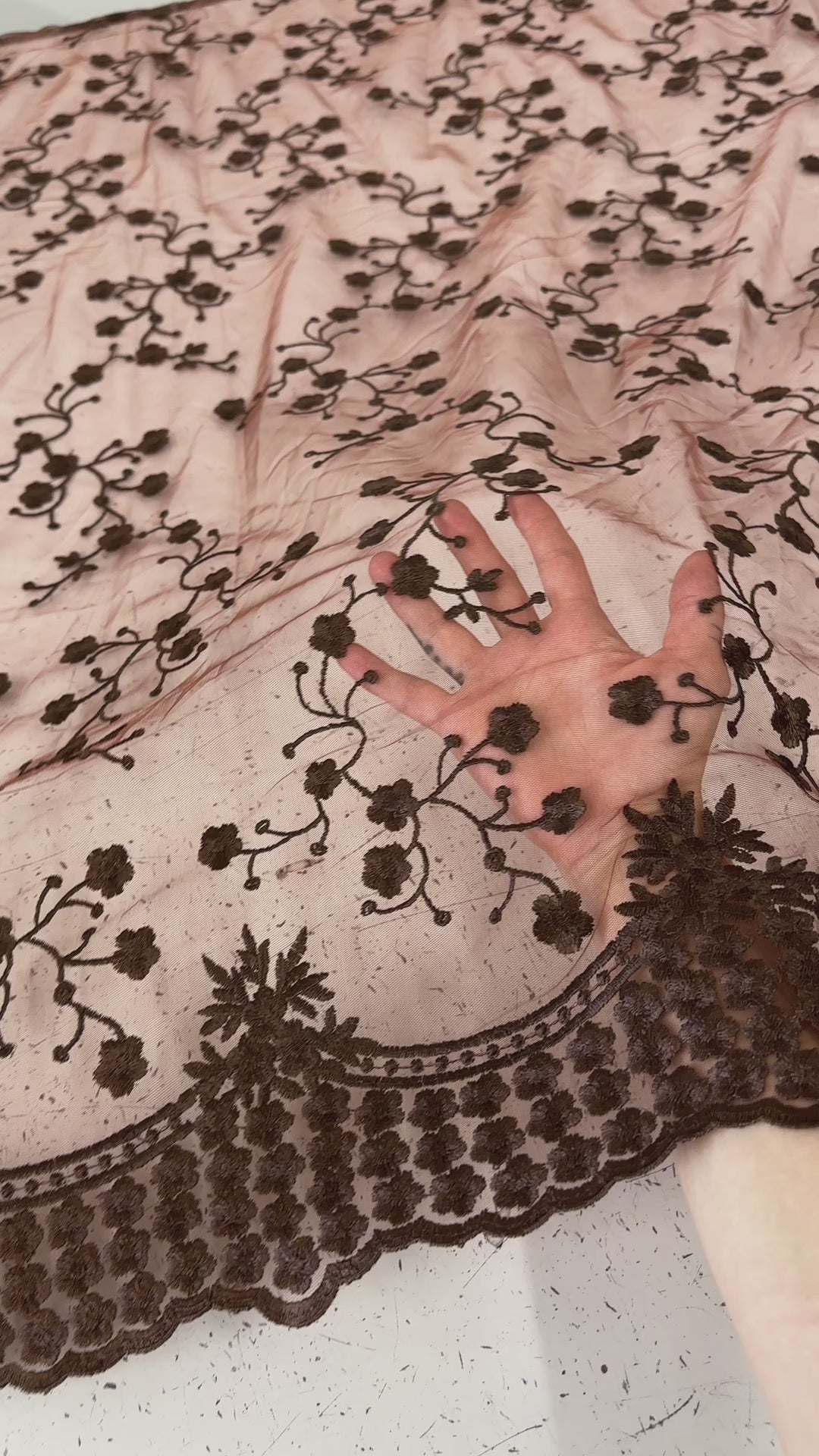 brown Scalloped Embroidery floral Lace, dark brown Scallop Embroidery floral Lace, light brown Scallop Embroidery Lace, Scalloped Embroidery floral Lace for woman, Scalloped Embroidery floral Lace for bride, Scalloped Embroidery floralLace for gown, Scallop Embroidery Lace in low price, premium Scallop Embroidery Lace, cheap Scallop Embroidery Lace