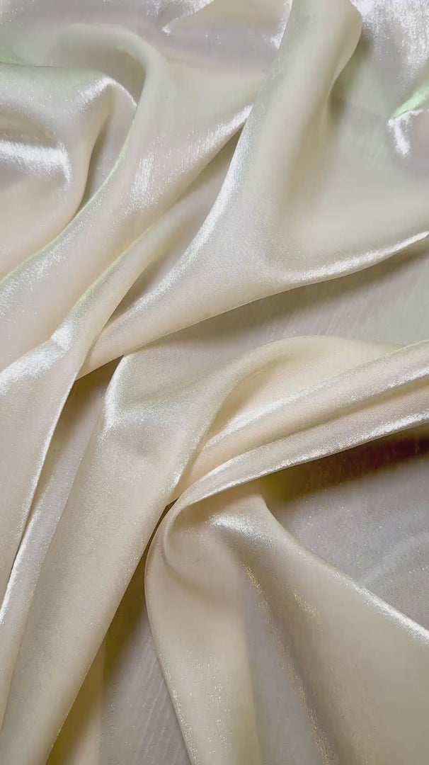 Cream Water Liquid Shimmery Chiffon, Premium Glittery Chiffon, Wet Chiffon, Shimmery Chiffon, Fancy fabric, Luxurious liquid fabric, Chiffon for women