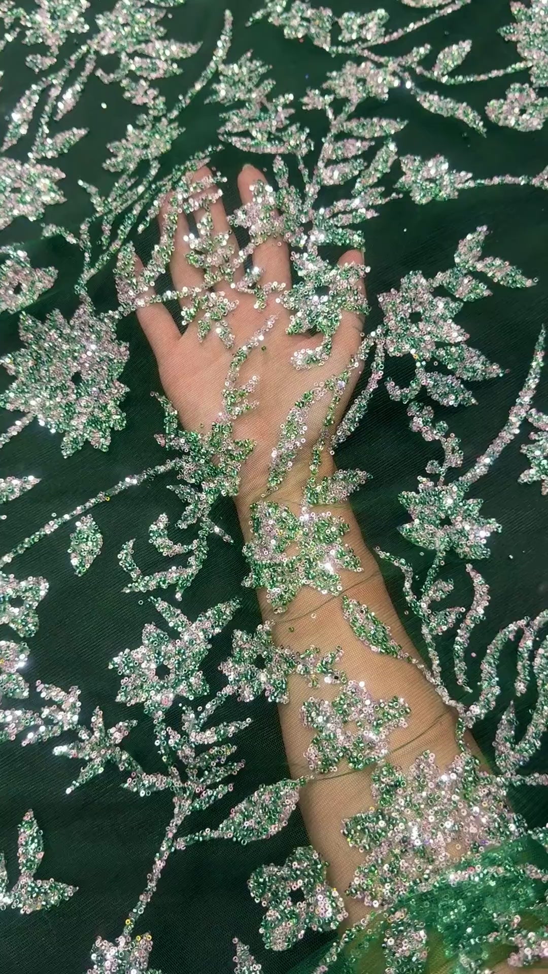 Green Silver Floral Beaded Lace, Green Lace Mesh, Beaded sequin lace, nude lace mesh,Glitter Lace, Seed beads lace,lace mesh on discount