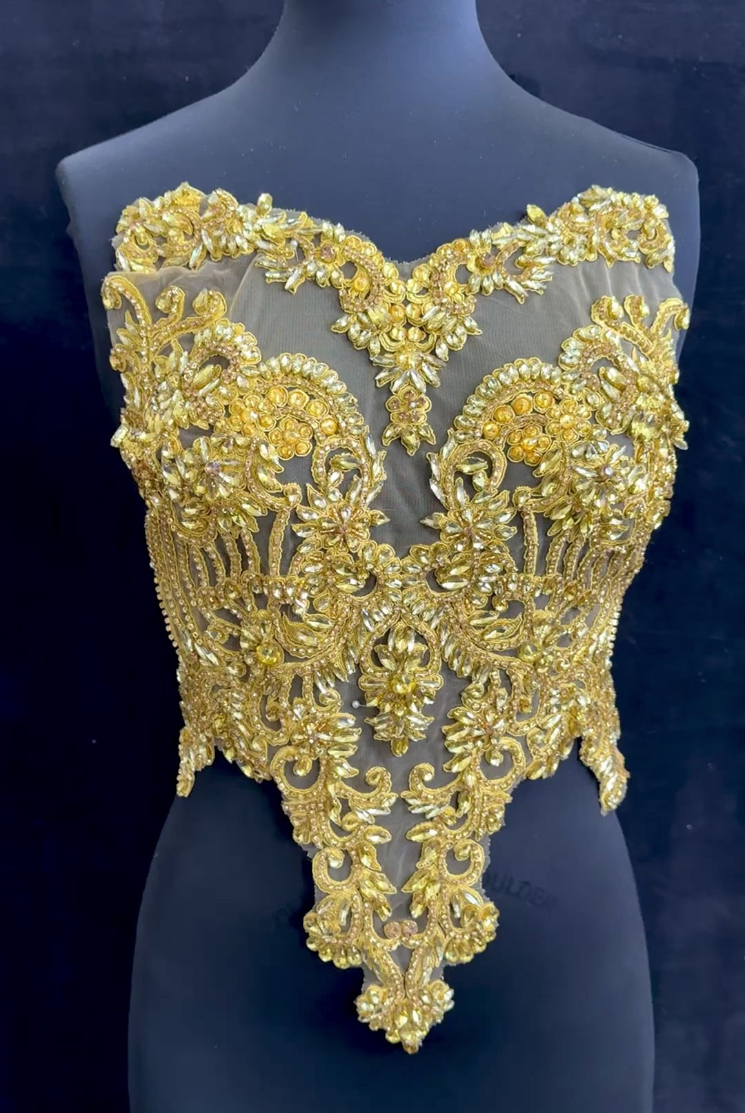 Alex gold Rhinestone Bodice Applique, dark gold rhinestone, gold rhinestone, light gold rhinestone