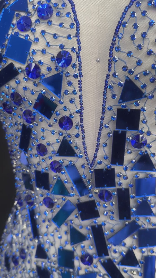 Anne Royal Blue Rhinestone Bodice Appliqué, Royal Blue Rhinestones Applique, Embellished Clothing, Rhinestone Applications, Rhinestone Embroidery, Rhinestone Patch, Dress Patch, Rhinestones for Dress