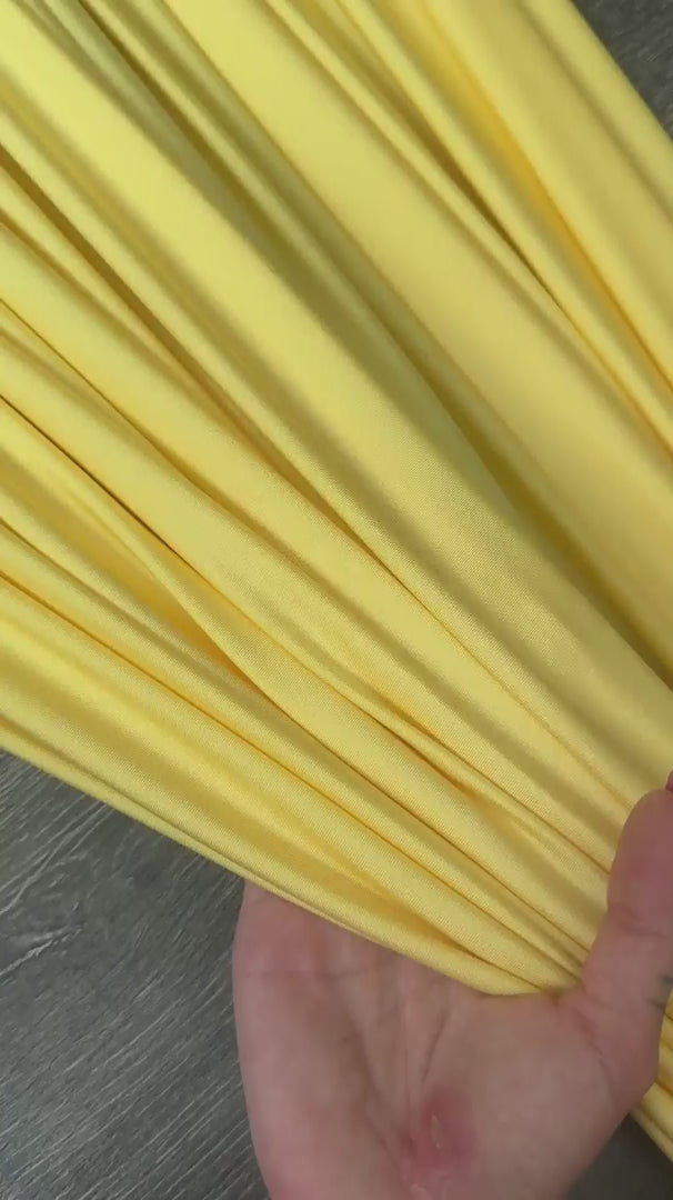 Banana Yellow Lulu Yoga Nylon Spandex, Yellow Lulu Spandex, Nylon Spandex, Shiny Spandex, Stretch Fabric, 4 way stretch fabric, Fabric on Sale, Activewear Fabric, Polyester Fabric