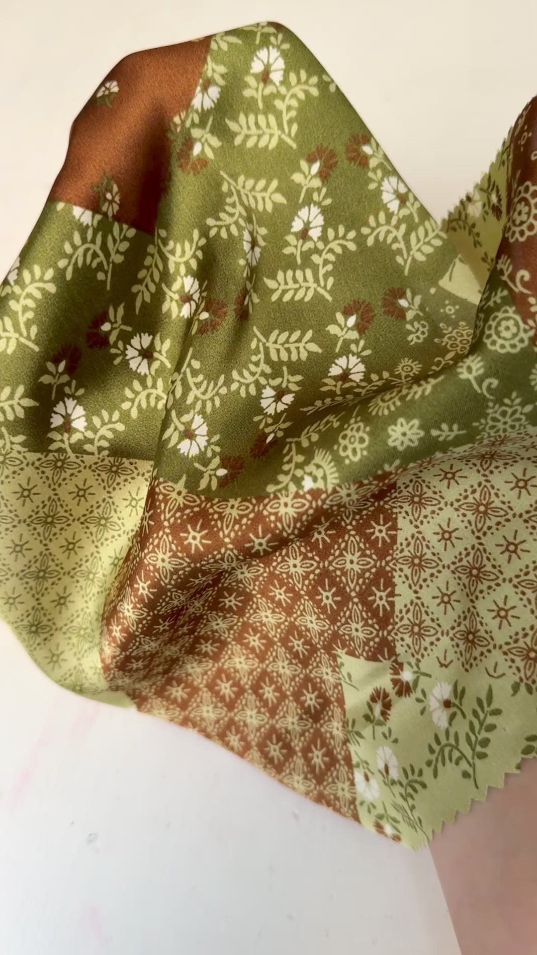 green patchwork Floral Print Satin, multicolor Floral Print Satin,premium Floral Print Satin, best quality Floral Print Satin, Floral Print Satin for bridal wear, Floral Print Satin for party wear, Floral Print Satin in low price, premium Floral Print Satin