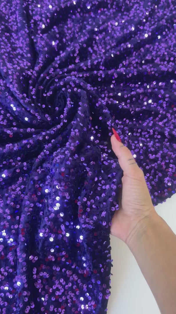 Purple Sequins Velvet, Sequin on velvet, Stretch Sequin Mesh, Stretch Sequin velvet for woman,  Stretch Sequin velvet for bride, Stretch Sequin velvet on sale, Stretch Sequin velvet on discount, Stretch Sequin velvet online