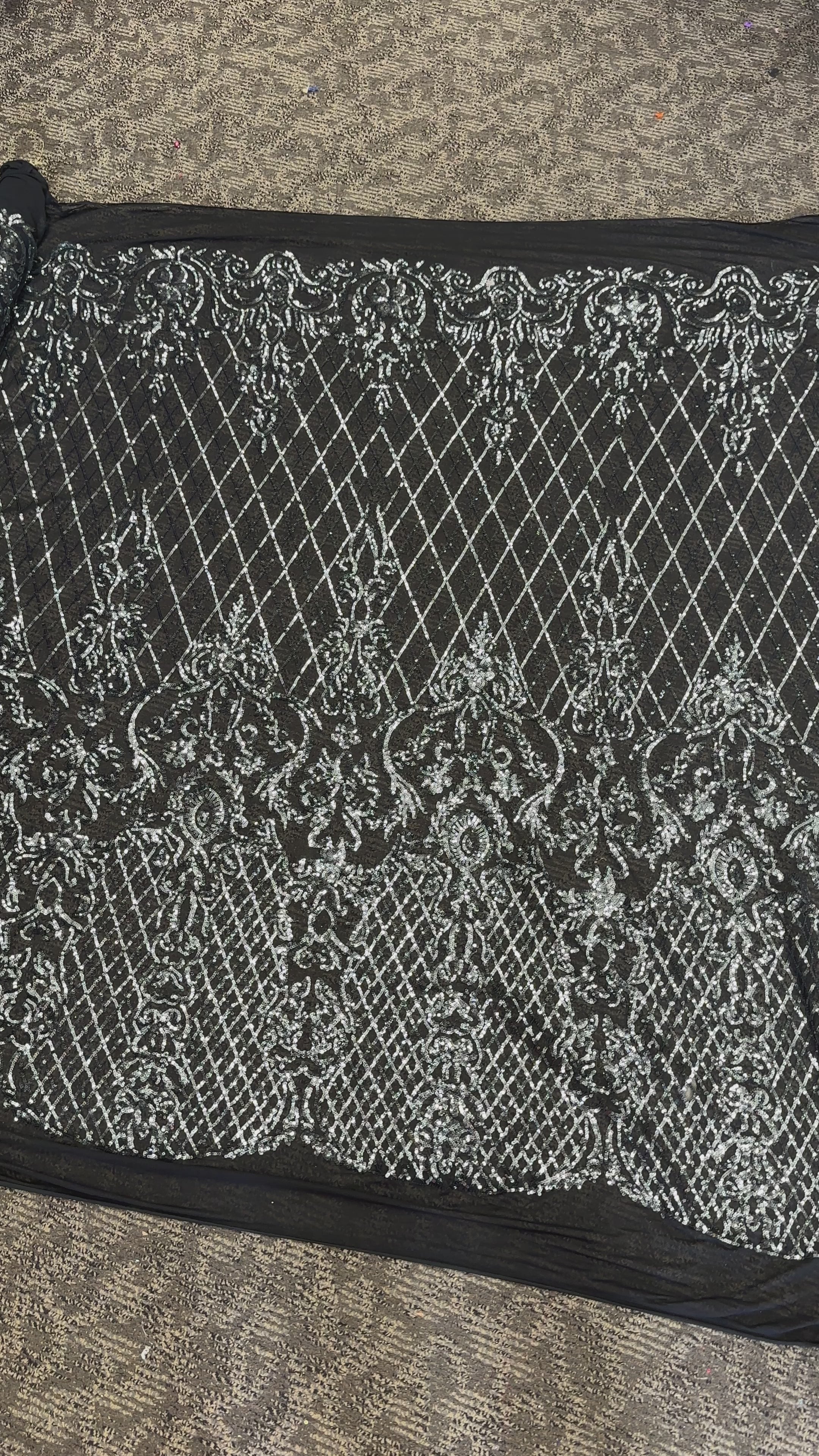Silver Embroidered Sequin On Black Mesh, dark silver Embroidered Sequin On Black Mesh, light silver Embroidered Sequin On Black Mesh, Embroidered Sequin On Black Mesh for woman, Embroidered Sequin On Black Mesh for bride, Embroidered Sequin On Black Mesh in low price, Embroidered Sequin On Black Mesh on sale, premium Embroidered Sequin On Black Mesh