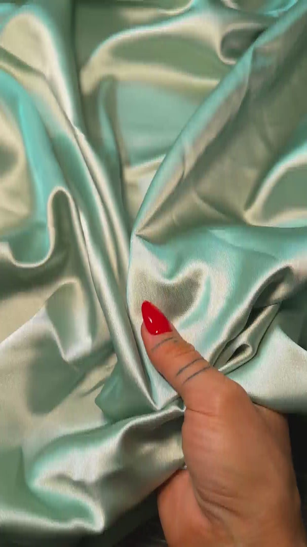 Mint Stretch Crepe Back Satin, Luxury Silky Satin, Silky Satin, Premium Stretch Crepe Back Satin, Satin for Bride, Satin for Women, Satin in Low Price, Cheap Satin, Satin on Sale