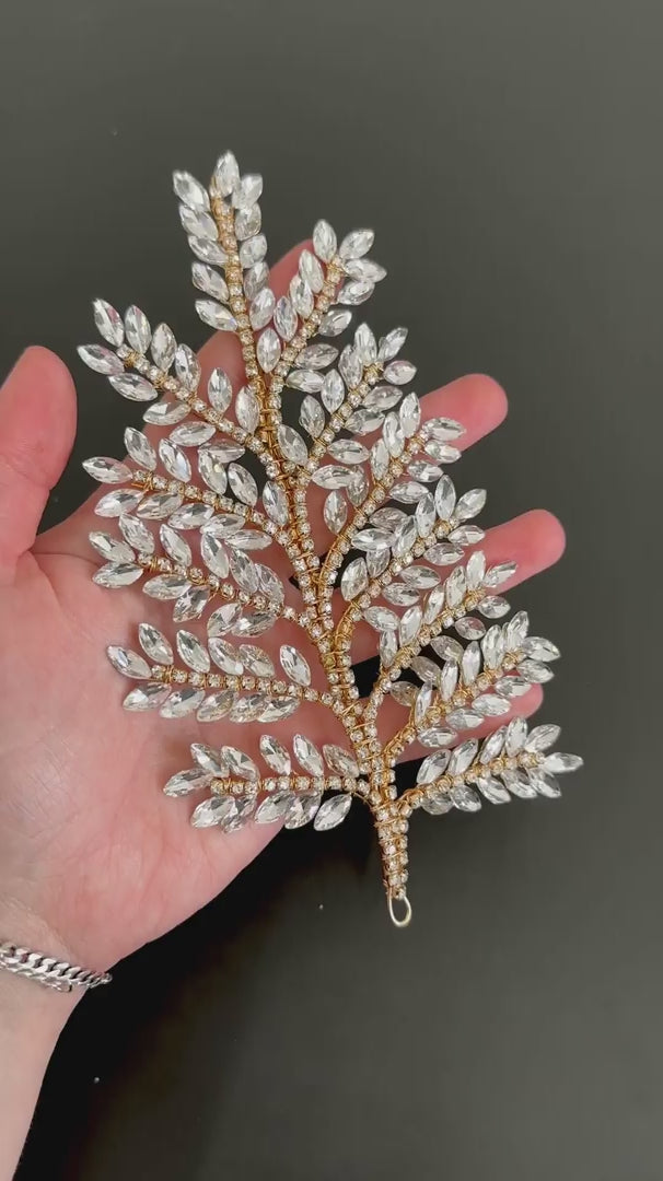 Barbara Gold Silver Bridal Leaves Rhinestone Applique, Silver Rhinestones Applique, Gold Embellished Clothing, Rhinestone Applications, Rhinestone Embroidery, Rhinestone Patch, Dress Patch, Rhinestones for Dress