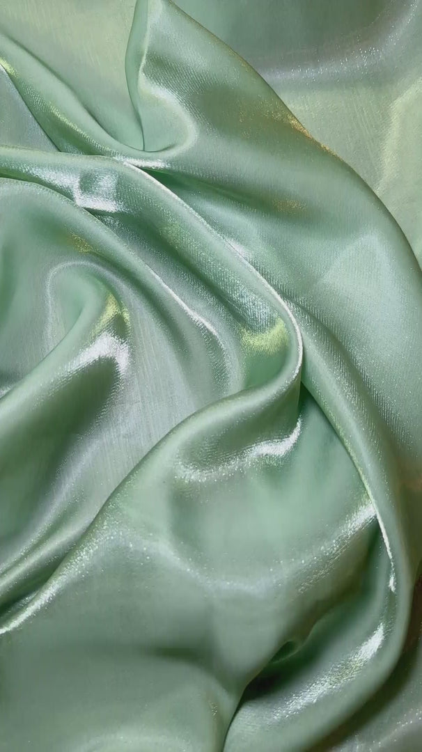 Sage Green Water Liquid Shimmery Chiffon, Premium Glittery Chiffon, Wet Chiffon, Shimmery Chiffon, Fancy fabric, Luxurious liquid fabric, Chiffon for women