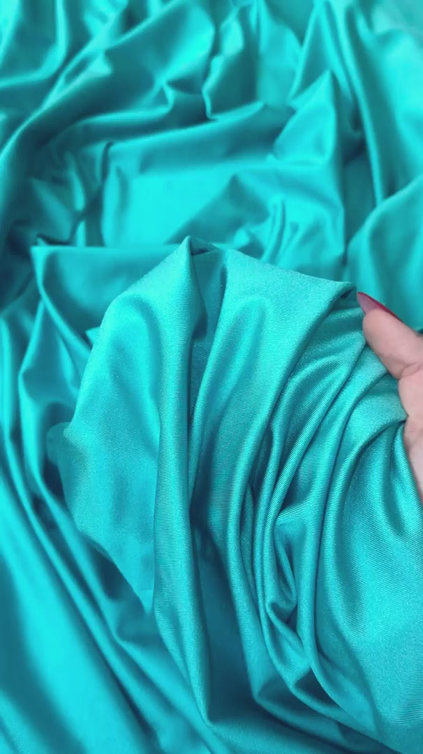 Turquoise Lulu Yoga Nylon Spandex, Turquoise Lulu Spandex, Nylon Spandex, Shiny Spandex, Stretch Fabric, 4 way stretch fabric, Fabric on Sale, Activewear Fabric, Polyester Fabric