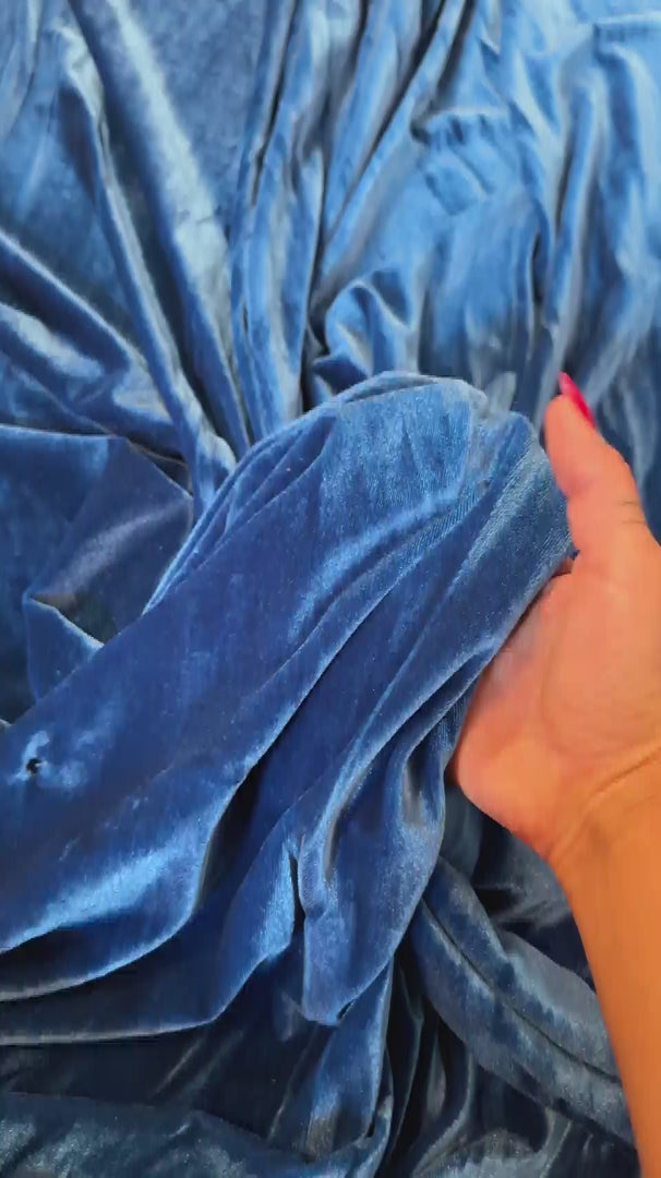 Blue Sapphire Stretch Velvet, Velvet Material, Velvet Fabric, Velour Fabric Sale, Velvet Fabric Online, Stretch Velvet Spandex, Plush Velvet