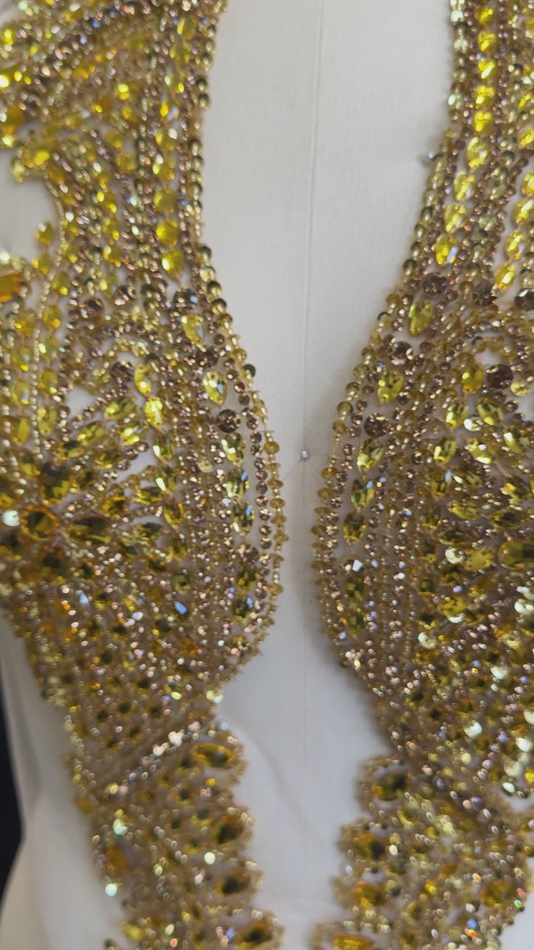 Nico Gold Rhinestone Bodice Applique, silver rhinestone, dark gold rhinestone, light gold rhinestone,