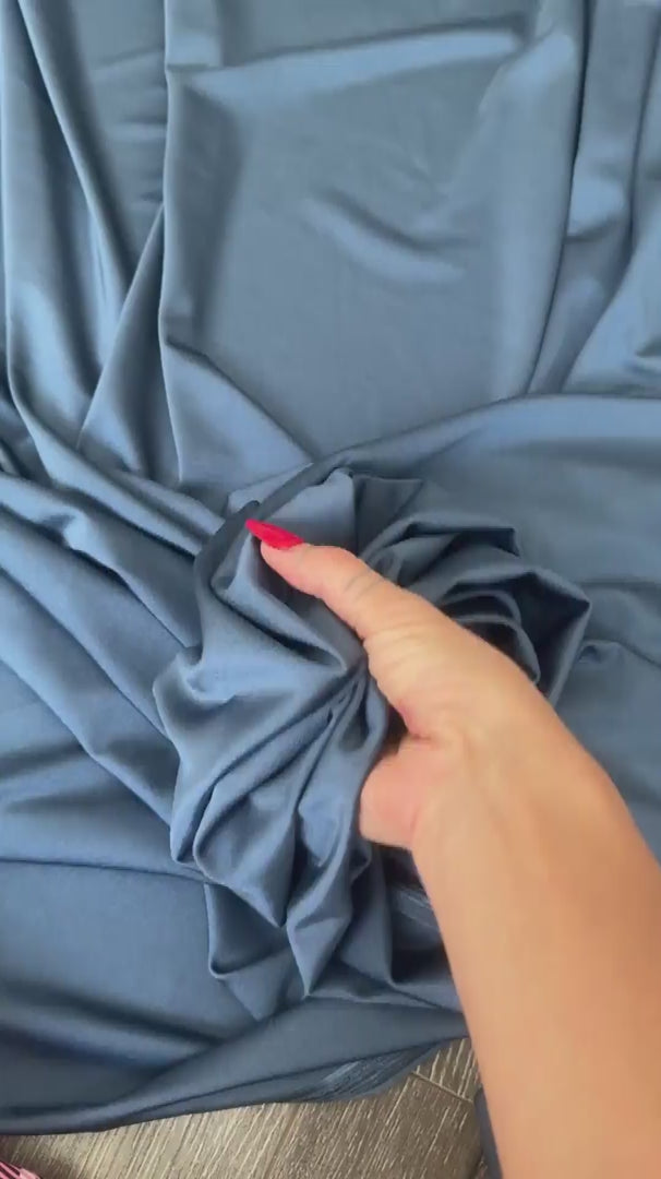 Denim Blue Lulu Yoga Nylon Spandex, Denim Blue Lulu Spandex, Nylon Spandex, Shiny Spandex, Stretch Fabric, 4 way stretch fabric, Fabric on Sale, Activewear Fabric, Polyester Fabric