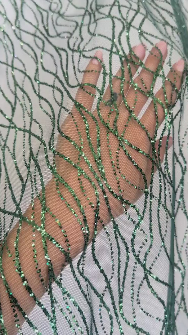 Emerald Green Glitter Lace on Mesh, Gold Glitter Mesh, Nylon lace mesh, lace mesh for woman, lace mesh for bride, lace mesh on sale, lace mesh on discount