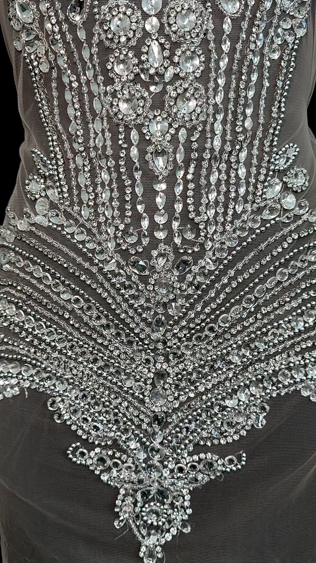 Gia Silver Rhinestone Bodice Applique, gold rhinestone, dark silver rhinestone, light silver rhinestone,