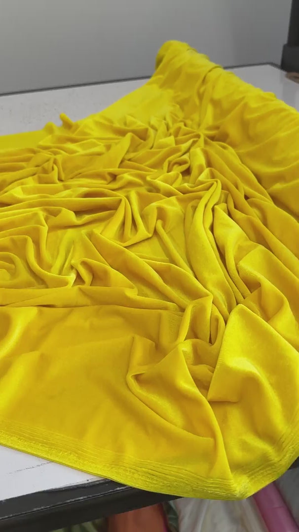 Yellow Stretch Velvet, Velvet Material, Velvet Fabric, Velour Fabric Sale, Velvet Fabric Online, Stretch Velvet Spandex, Plush Velvet