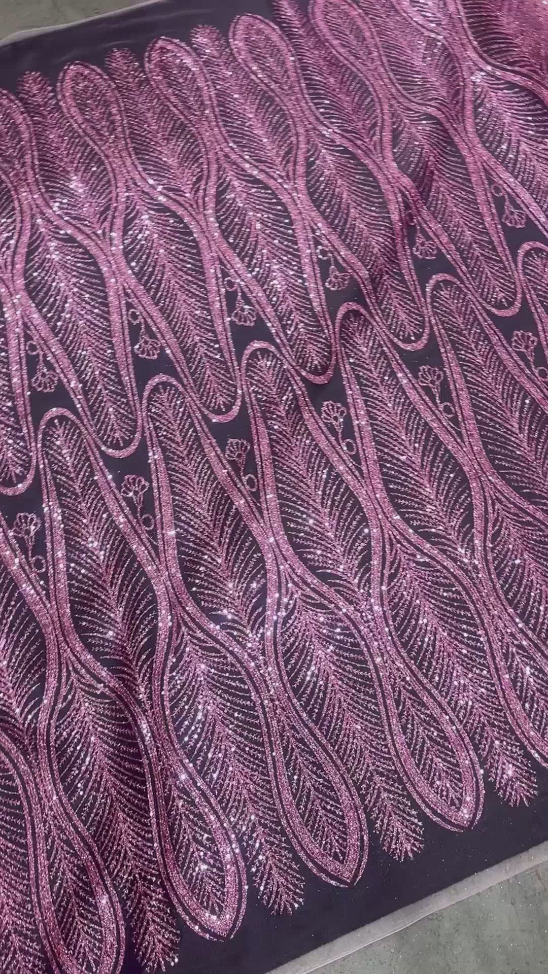 Baby Pink Glitter Sequin Geometric Lace