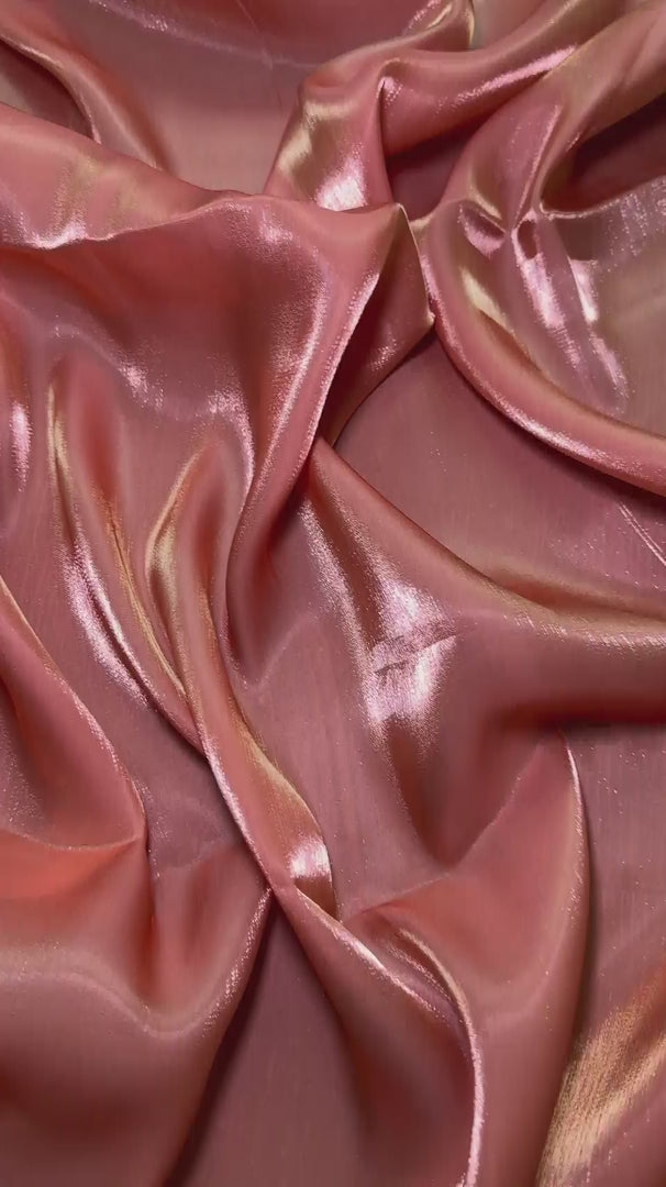 Burnt Orange Water Liquid Shimmery Chiffon, Premium Glittery Chiffon, Wet Chiffon, Shimmery Chiffon, Fancy fabric, Luxurious liquid fabric, Chiffon for women