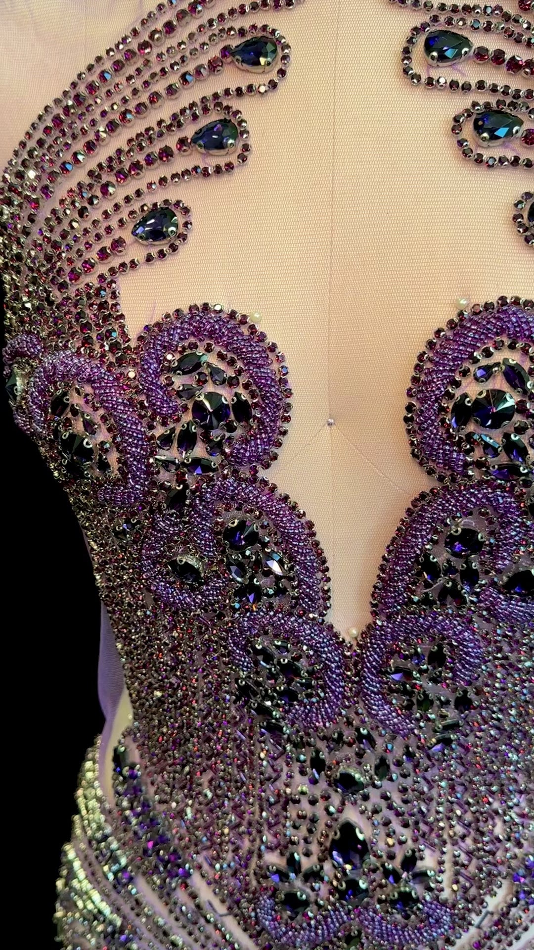 tina purple Rhinestone Bodice Applique, purple rhinestone, dark purple rhinestone, light purple rhinestone