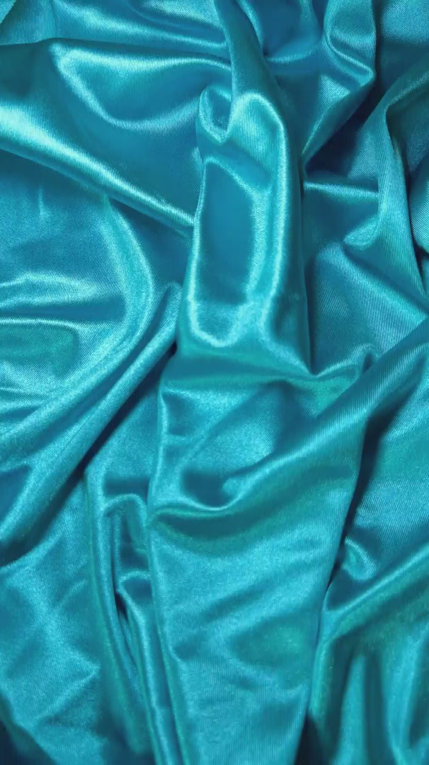 Turquoise Shiny Nylon Spandex, Turquoise Spandex, Nylon Spandex, Shiny Spandex, Stretch Fabric, 4 way stretch fabric, Fabric on Sale, Activewear Fabric, Polyester Fabric