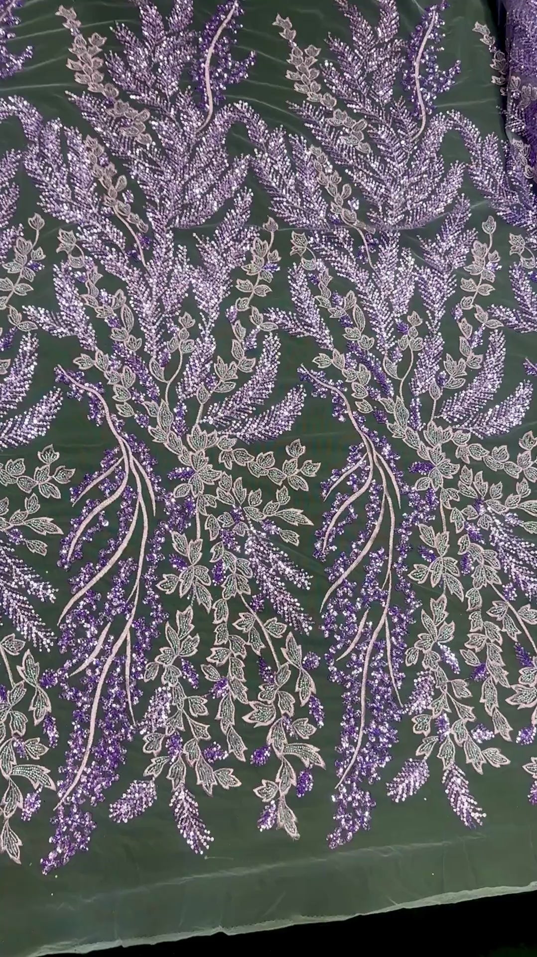 Lavender Leaves Beaded Embroidered Lace, Lavender lace, Embroidered Lace, nude lace mesh, lace for woman, lace for bride, lace on sale, lace on discount