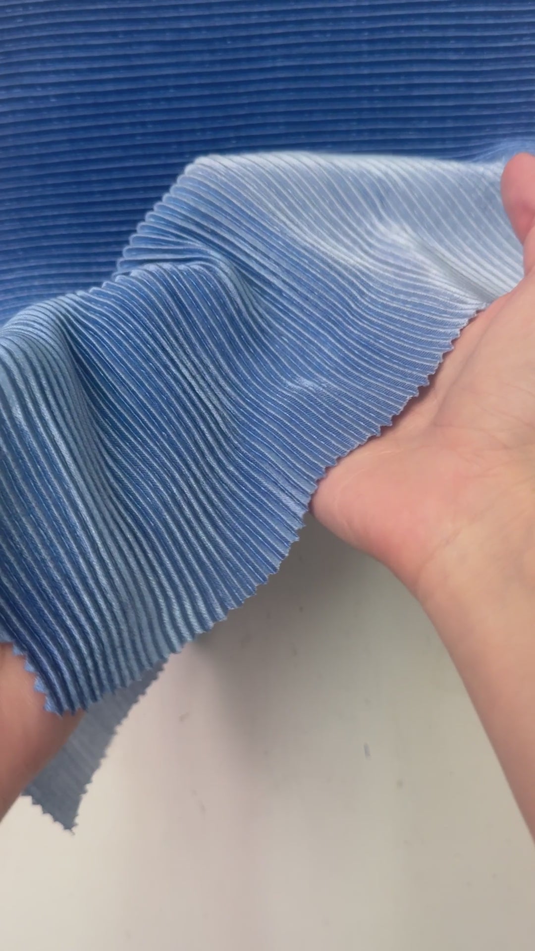 Denim Blue Ombre Pleated Knit