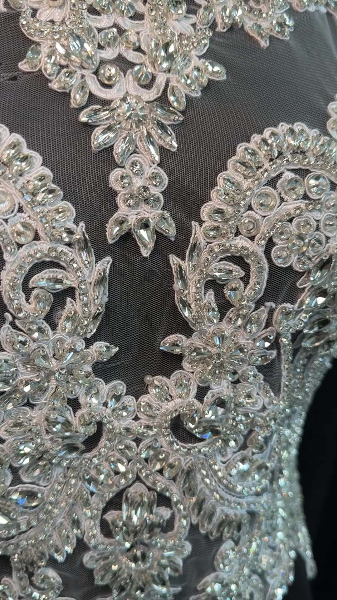 Alex silver Rhinestone Bodice Applique, dark silver rhinestone, silver rhinestone, light silver rhinestone