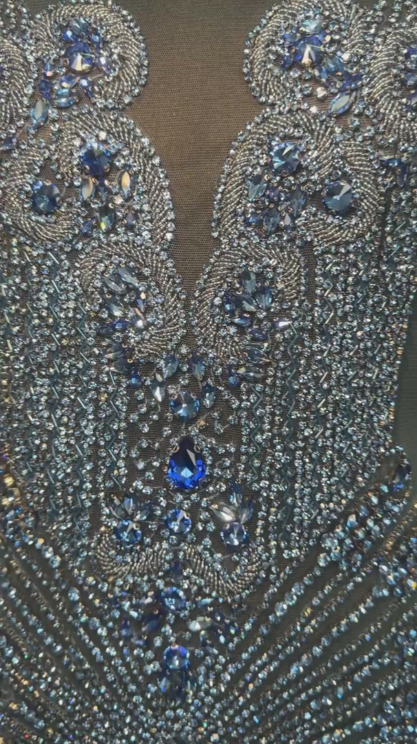 Tina sky blue rhinestone bodice applique, Blue Rhinestones Applique, Embellished Clothing, Rhinestone Applications, Rhinestone Embroidery, Rhinestone Patch, Dress Patch, Rhinestones for Dress