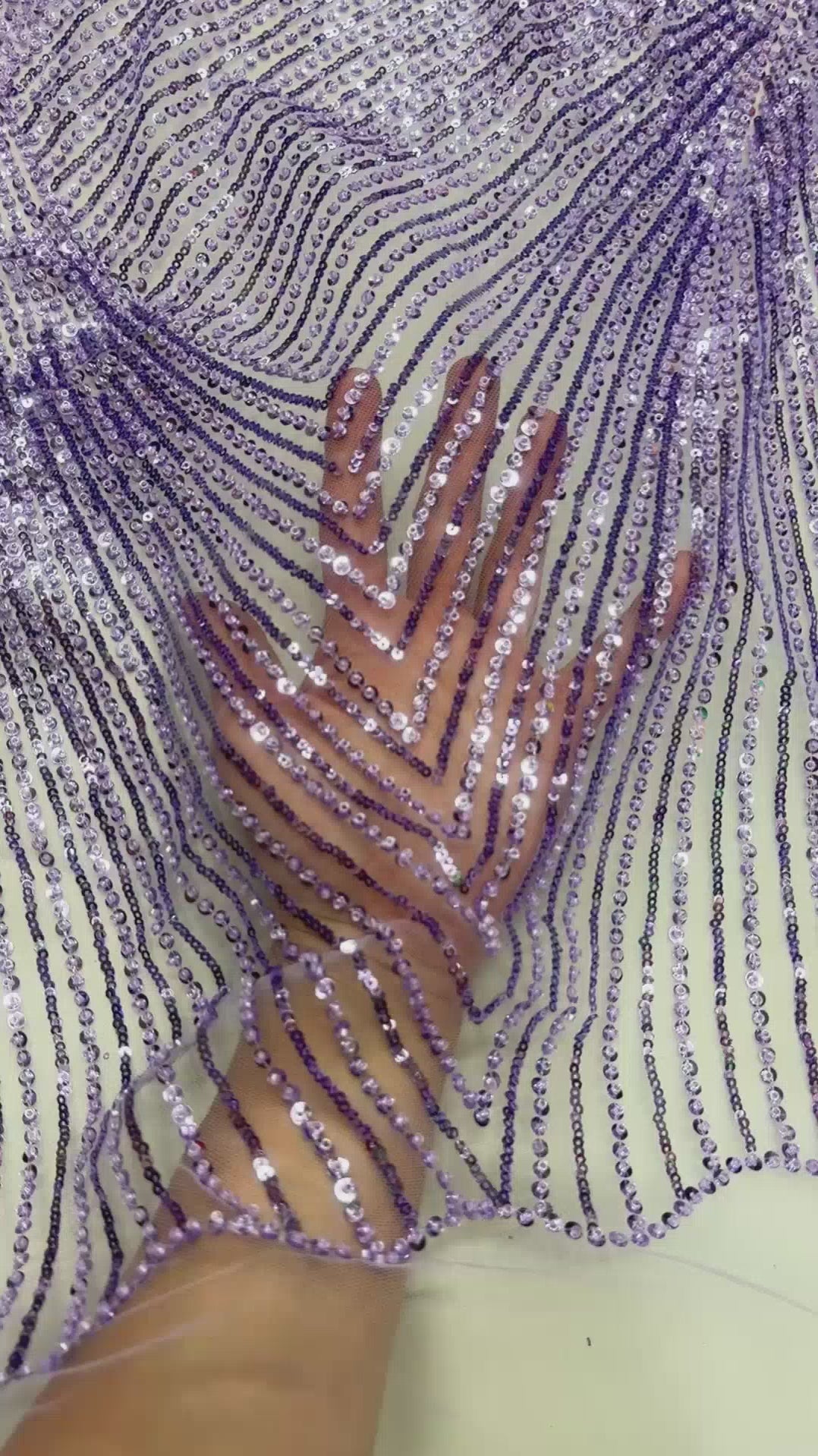 Lavender Beaded Wave Design Lace