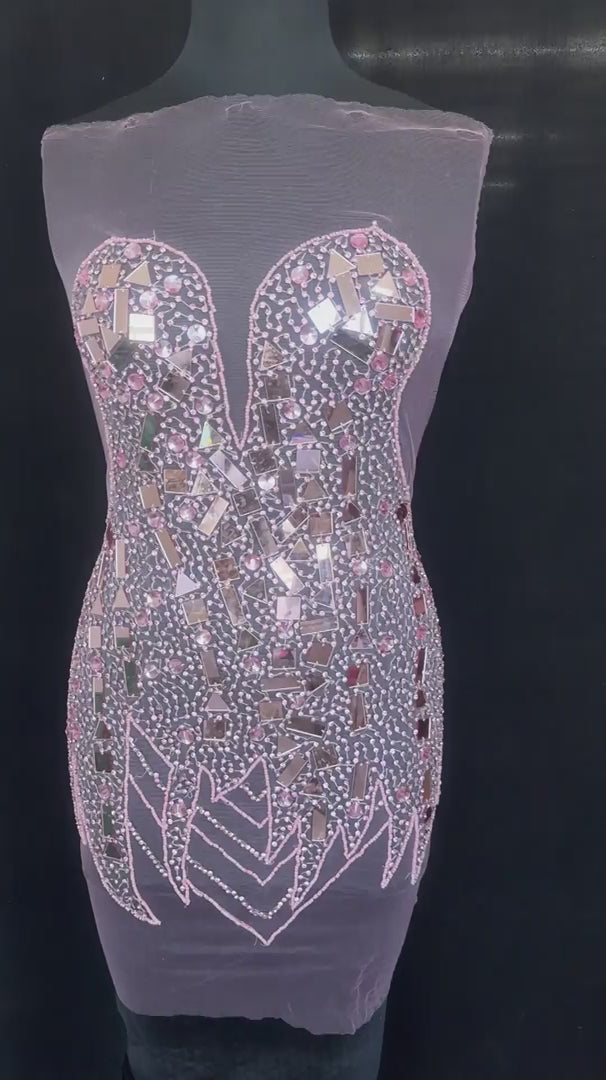 Anne Pink Rhinestone Bodice Applique, Pink Rhinestones Applique, Embellished Clothing, Rhinestone Applications, Rhinestone Embroidery, Rhinestone Patch, Dress Patch, Rhinestones for Dress