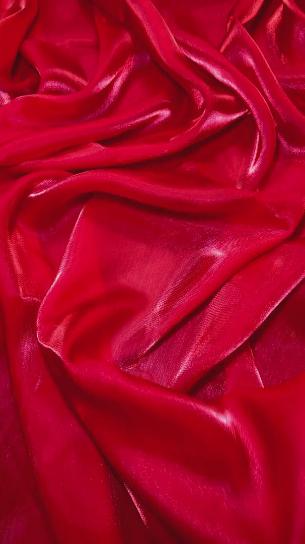 Red Water Liquid Shimmery Chiffon, Premium Glittery Chiffon, Wet Chiffon, Shimmery Chiffon, Fancy fabric, Luxurious liquid fabric, Chiffon for women