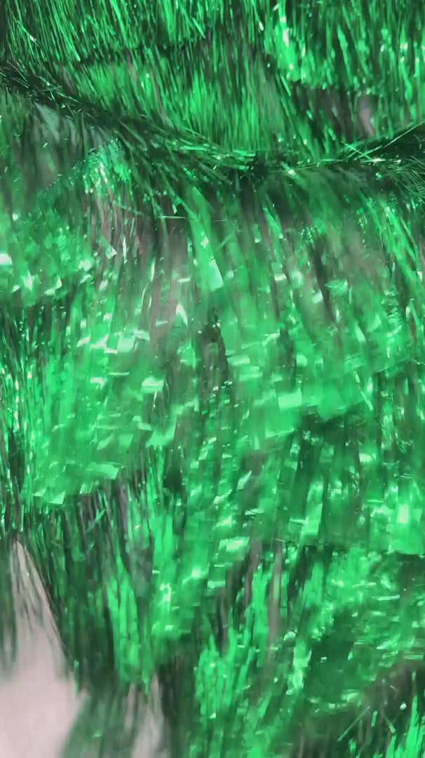 Kelly Green Fringe Metallic Mesh Base Fabric, Metallic Mesh Fabric, Mesh Base Fabric, Fashion Textile, Party Dress Material, Craft Fabric