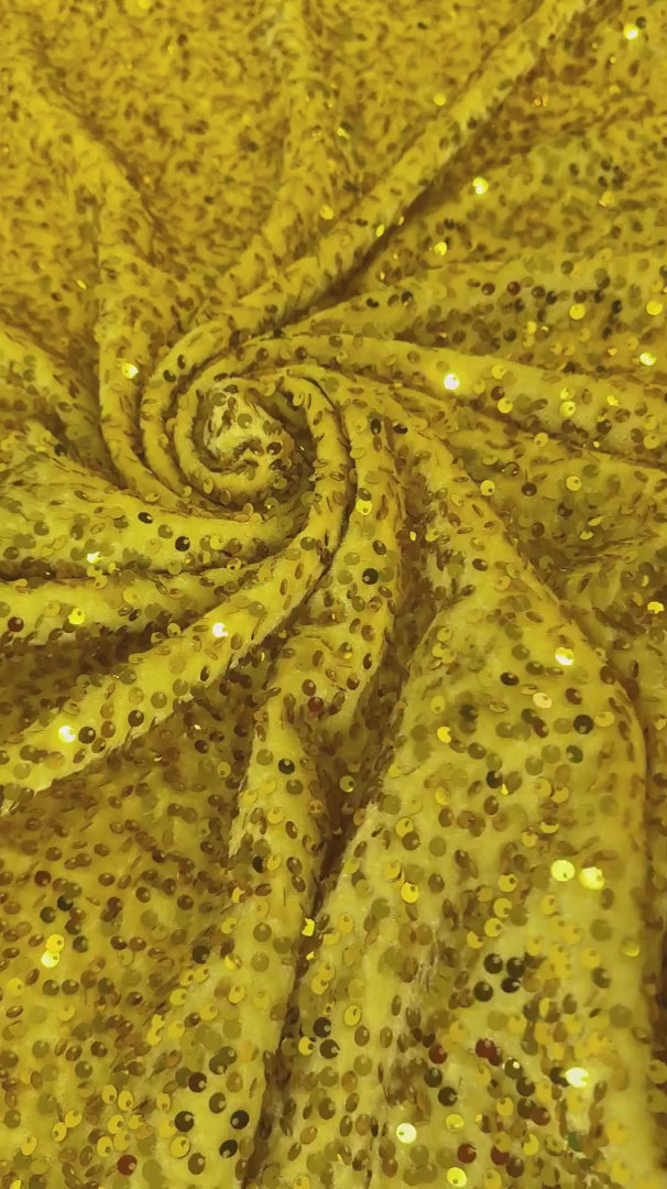 Yellow Sequins Velvet, Sequin on velvet, Stretch Sequin Mesh, Stretch Sequin velvet for woman, Stretch Sequin velvet for bride, Stretch Sequin velvet on sale, Stretch Sequin velvet on discount, Stretch Sequin velvet online
