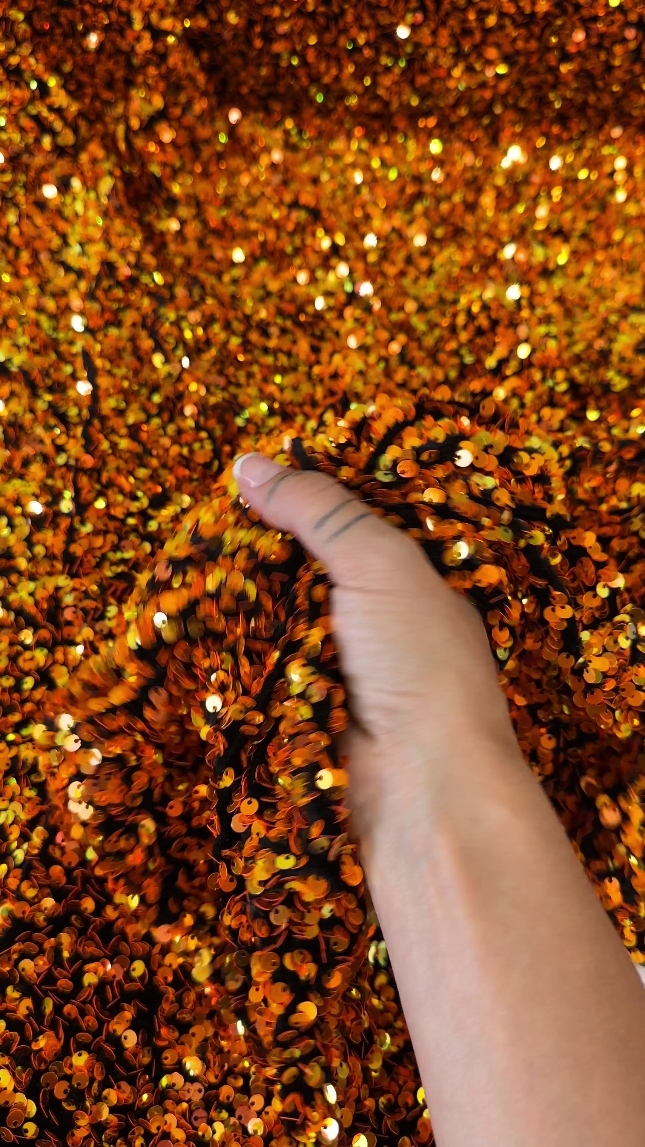 orange sequin fabric, orange iridescent sequin on velvet, orange lace, halloween fabric, sequence fabric, iridescent sequin fabric, sequin velvet
