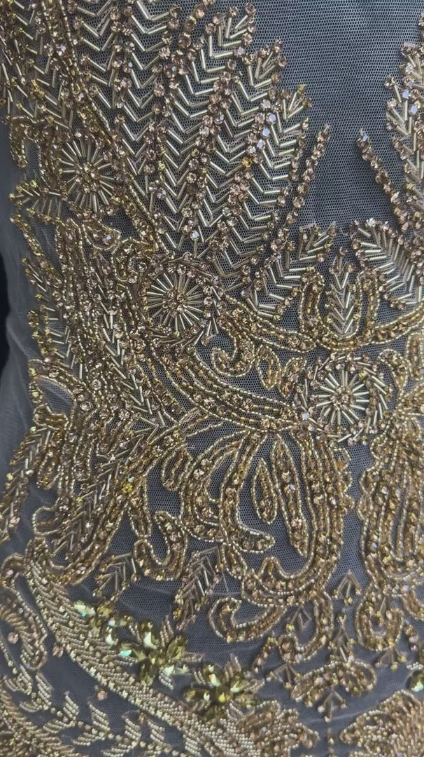 Gaby Gold Rhinestone Bodice Applique, Gold Rhinestones Applique, Embellished Clothing, Rhinestone Applications, Rhinestone Embroidery, Rhinestone Patch, Dress Patch, Rhinestones for Dress