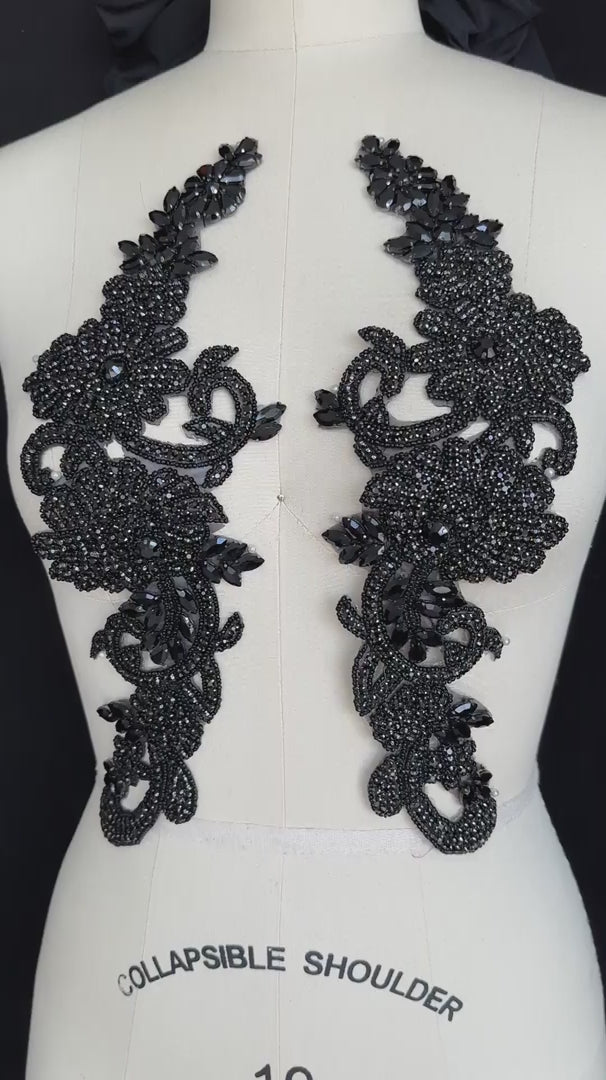 Trinity Black Rhinestone Applique, Black Rhinestones Applique, Embellished Clothing, Rhinestone Applications, Rhinestone Embroidery, Rhinestone Patch, Dress Patch, Rhinestones for Dress
