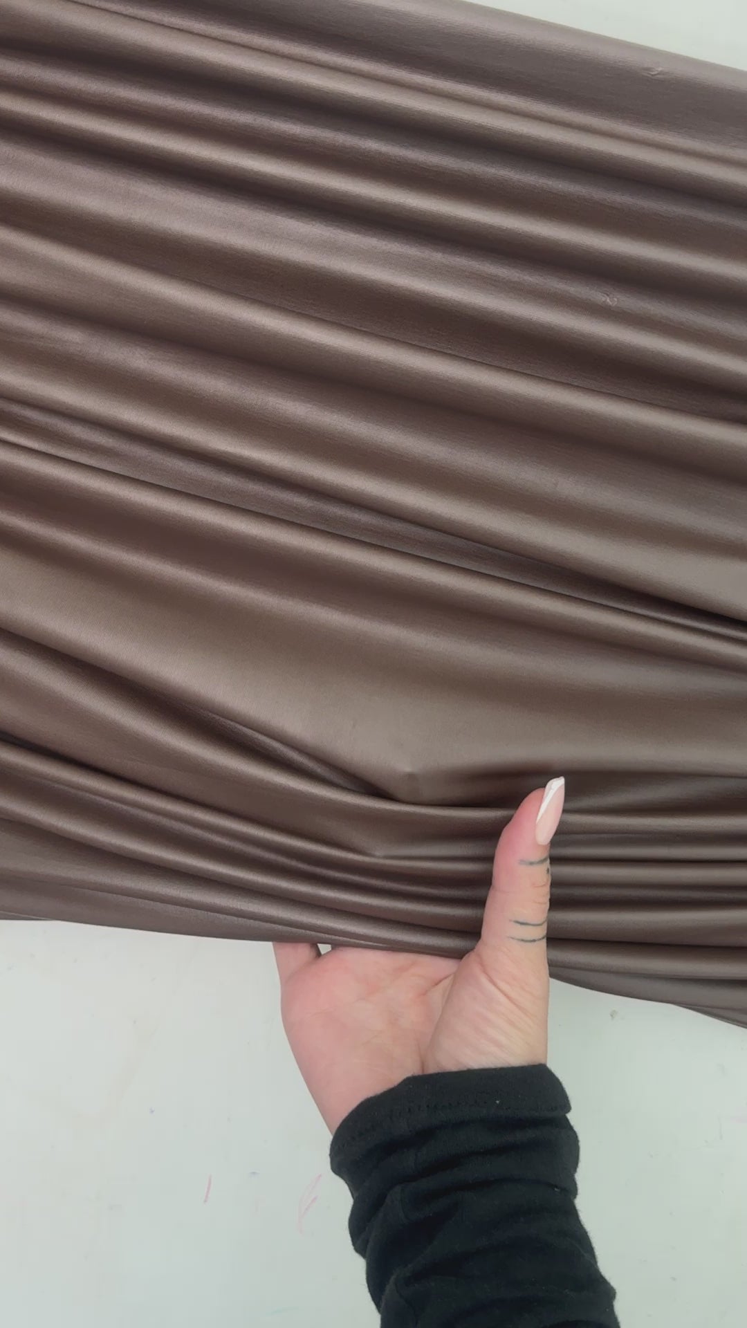 Chocolate Brown 4 Way Stretch Faux Leather, light brown all way stretch faux leather for woman, dark brown faux leather for costumes, brown faux leather for home decor, 4 way stretch faux leather, leather for blazers, cheap leather, discounted leather, leather on sale