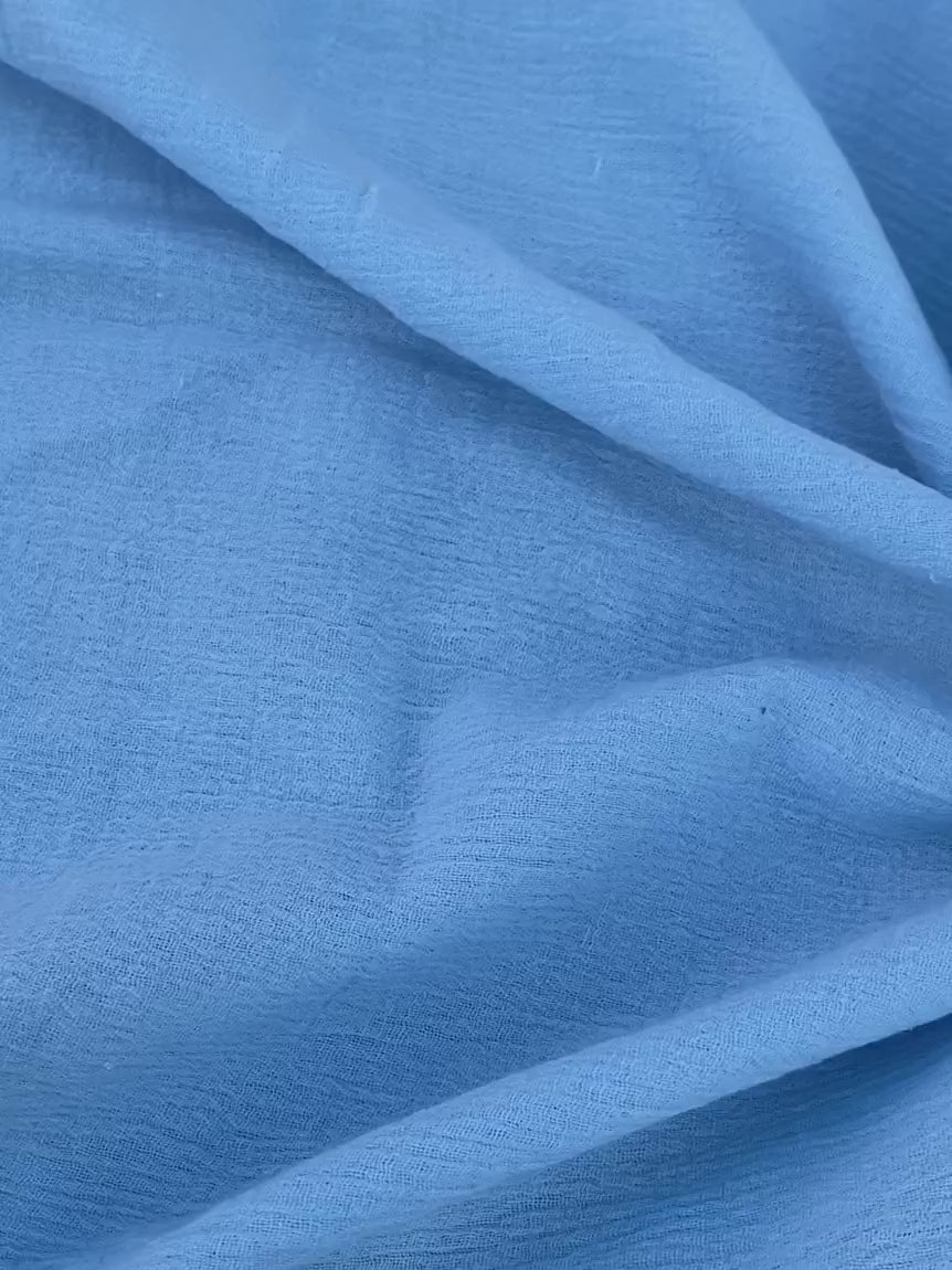 light blue Cotton Gauze, cotton gauze fabric, baby blue gauze fabric, dark blue gauze, cotton for woman, double gauze cheap, coton gauze for bride, cotton gauze in low price