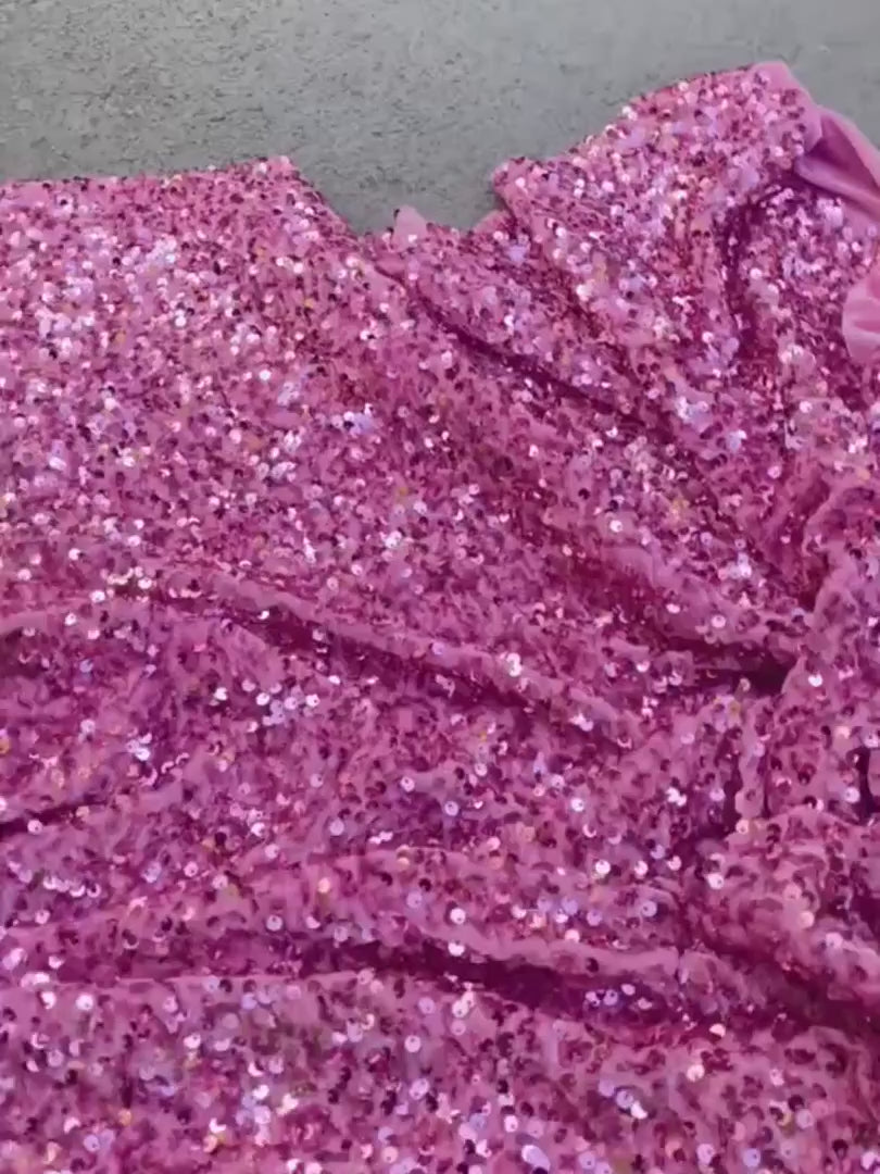 pink Sequin on Velvet, velvet cloth, pink velvet, sequin stretch velvet, velvet for gown, stretch velvet, velvet fabric with sequin, solid velvet, rose pink sequin fabric, sequin fabric for gown, 4 way stretch velvet