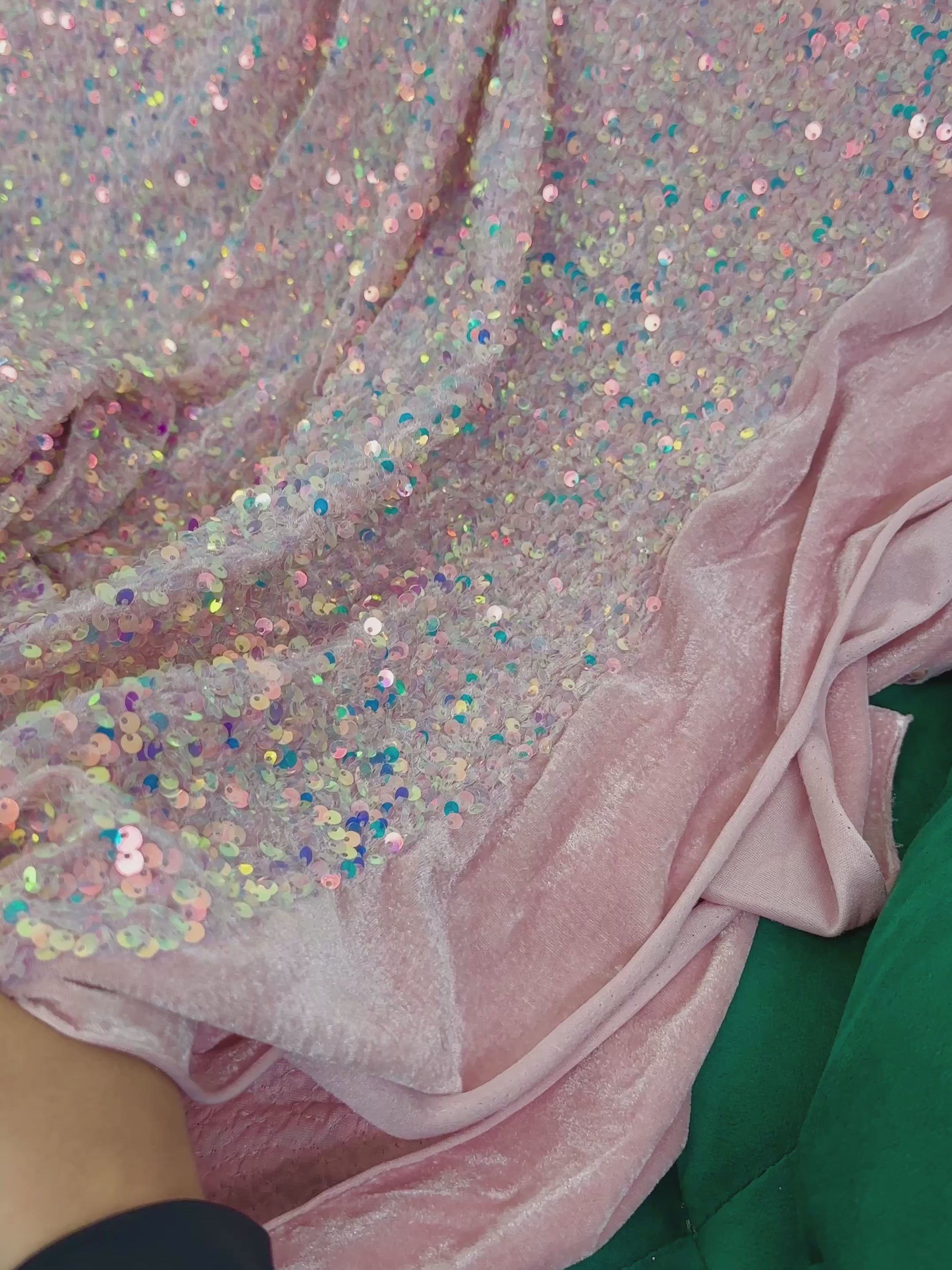 baby pink velvet, pink Sequin on Velvet, velvet cloth, light pink velvet, sequin stretch velvet, velvet for gown, stretch velvet, velvet fabric with sequin, solid velvet, rose pink sequin fabric, sequin fabric for gown, 4 way stretch velvet