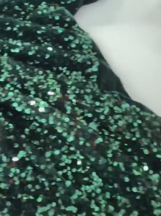 hunter green Sequin on Velvet, velvet cloth, green velvet, sequin stretch velvet, velvet for gown, stretch velvet, velvet fabric with sequin, solid velvet, dark green sequin fabric, sequin fabric for gown, 4 way stretch velvet