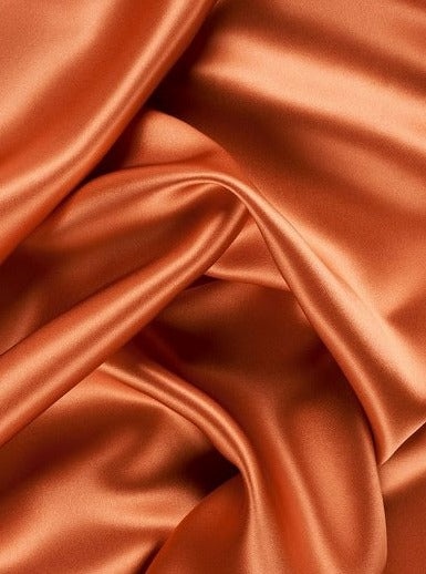 burnt orange silky stretch satin, orange silky stretch satin, dark orange silky stretch satin, silky stretch satin for woman, silky stretch satin for bride, silky stretch satin on discount, silky stretch satin on sale, best quality silky stretch satin