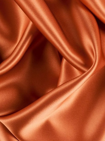 burnt orange silky stretch satin, orange silky stretch satin, dark orange silky stretch satin, silky stretch satin for woman, silky stretch satin for bride, silky stretch satin on discount, silky stretch satin on sale, best quality silky stretch satin
